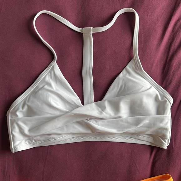 Cupshe White Bikini With Orange High Waisted Bottom - Picture 3 of 3